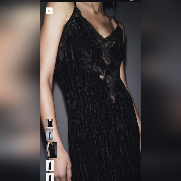Zara Black Velvet Midi Dress - Picture 5 of 10